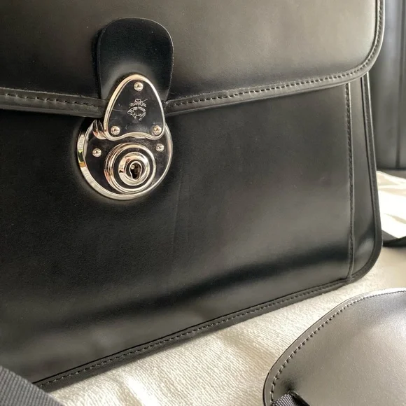 Brooks Brothers Black Leather Single Gusset Classic Briefcase - Picture 4 of 5